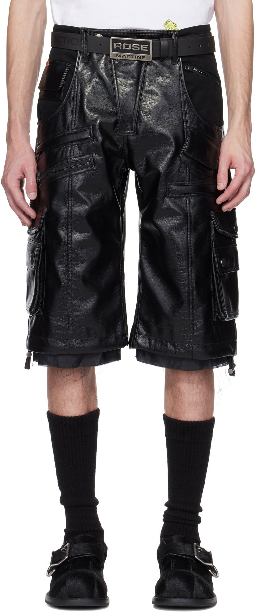 Kratke hlače Martine Rose Martine Rose Faux-Leather Utility Shorts Crna | 540LP02001