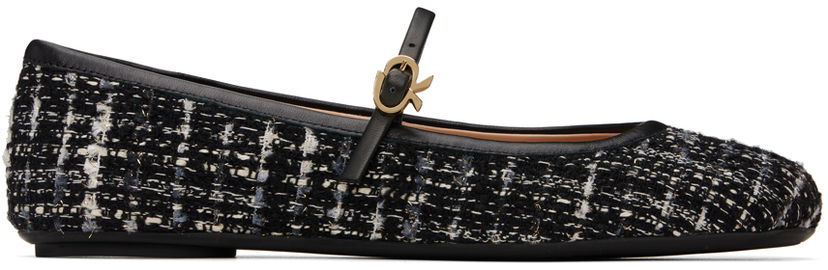 Tenisice i cipele Gianvito Rossi Carla Tweed Ballerina Flats Crna | G22223-05GOM-BCP