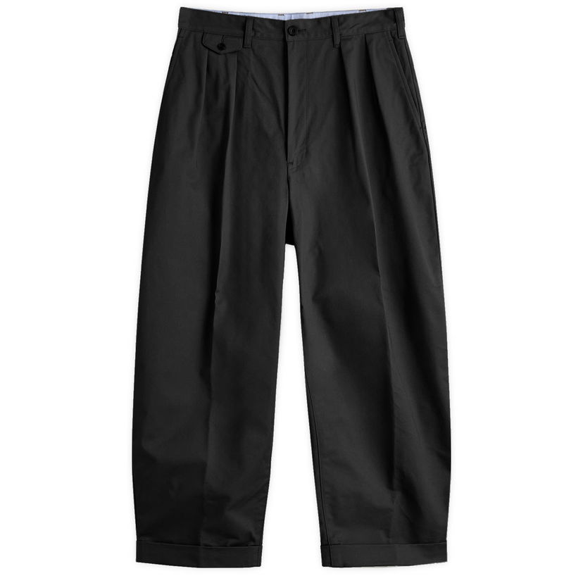Hlače BEAMS Beams Plus 2 Pleat Chino Trousers, Size Large Crna | 3823-0097-874-19