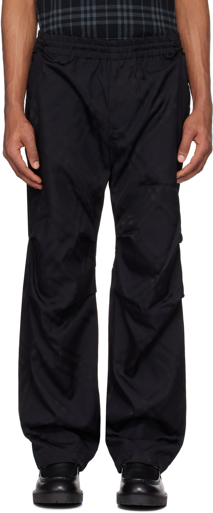 Cargo hlače Burberry Burberry Check Nylon Track Pants Crna | 8103963