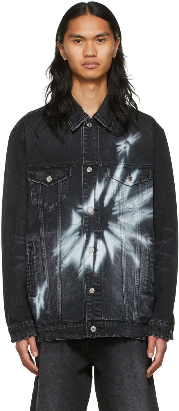 Jakna We11done We11done Graphic Print Denim Jacket Crna | WD-DJ1-22-356-U-WB