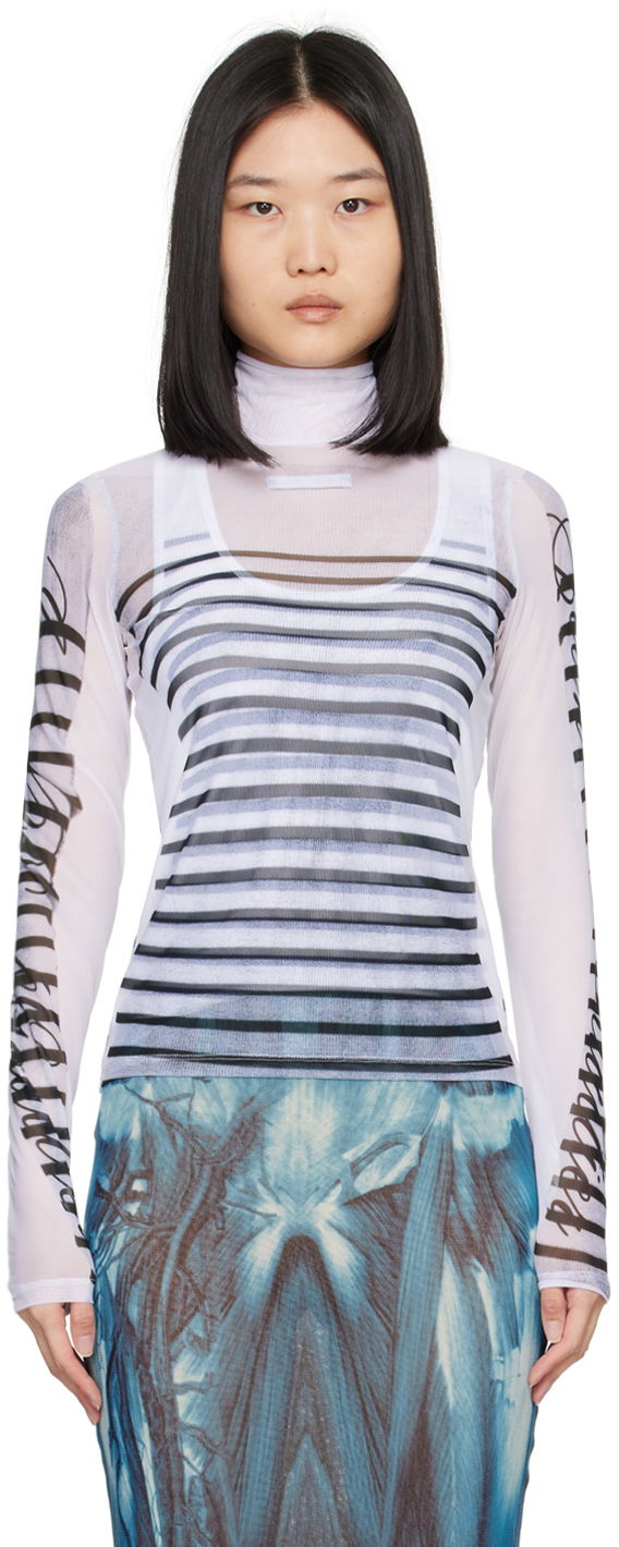 Majica kratkih rukava Jean Paul Gaultier Jean Paul Gaultier Striped Turtleneck Top Bijela | 24/30-F-TO198-J559-015900
