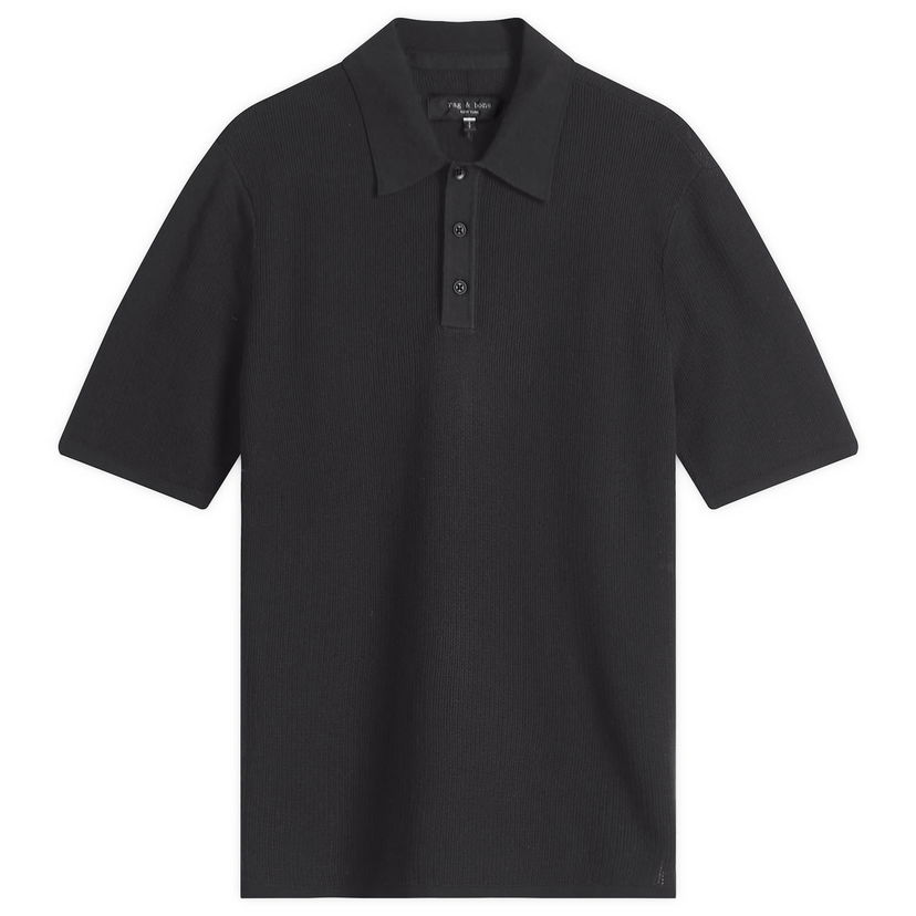 Polo majica rag & bone Rag & Bone Harvey Knit Polo Shirt, Large Crna | MBS22S018KI18-BLK