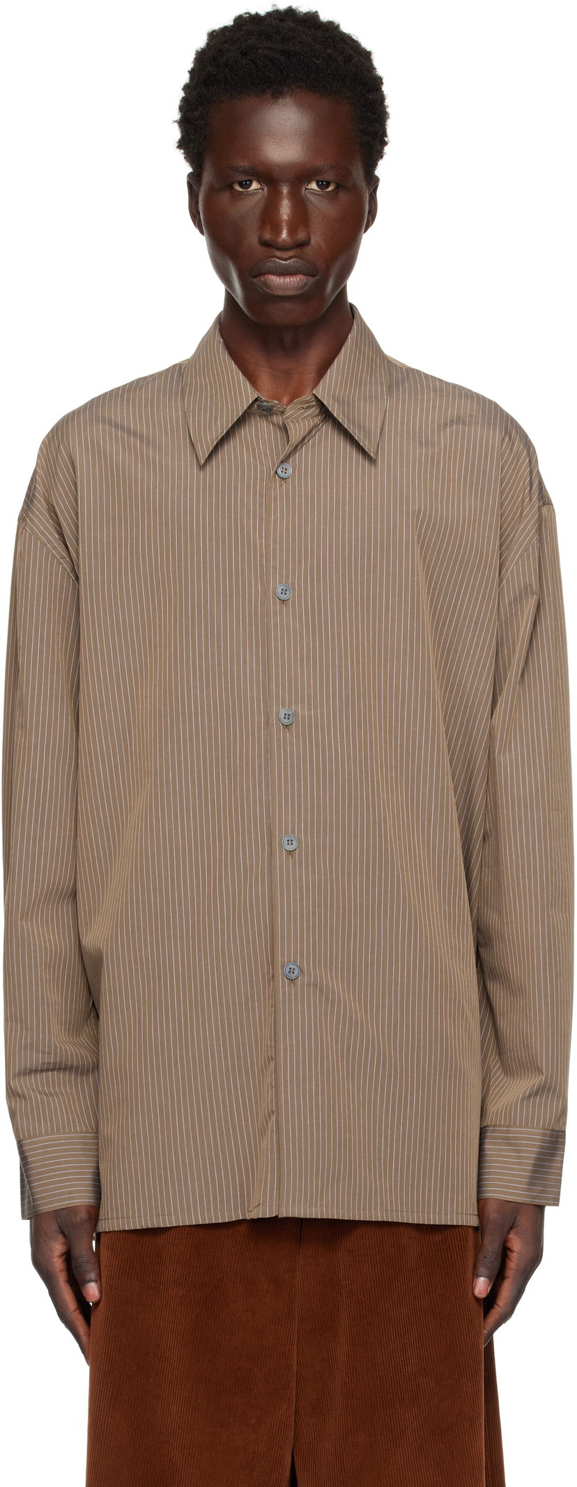 Košulja Studio Nicholson Studio Nicholson Pinstripe Shirt Smeđa | STRIKE SNM - 1164