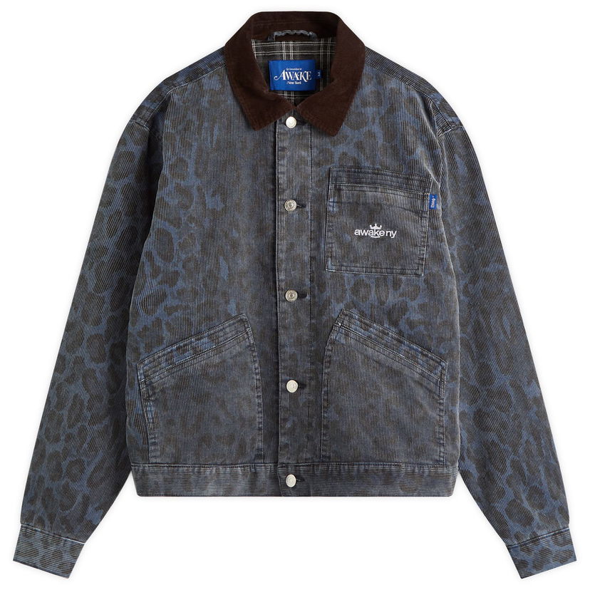 Jakna Awake NY Awake NY Leopard Corduroy Work Jacket Plava | AWK-SP25-OT005-NVY