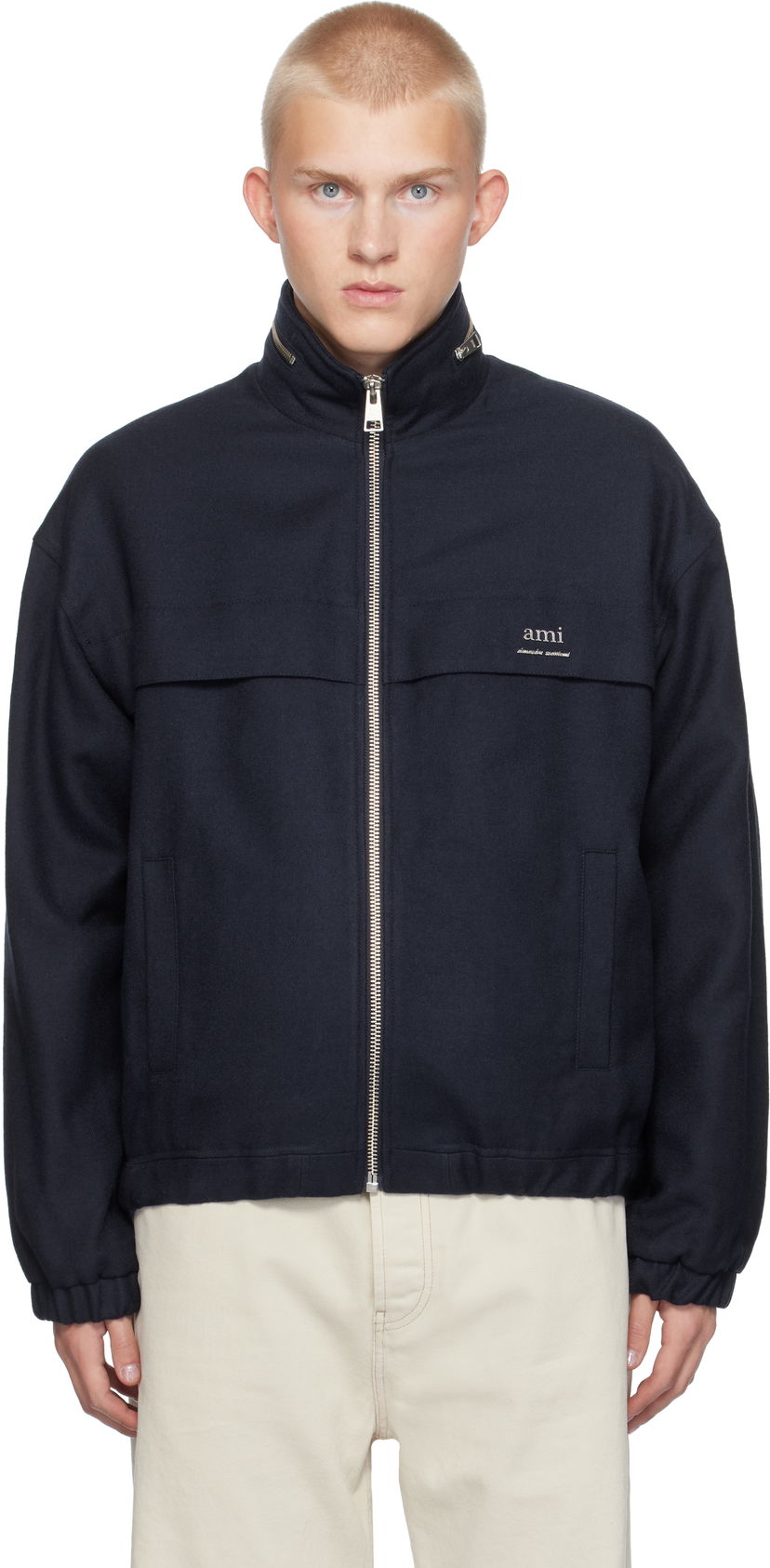 Vjetrovka AMI Paris AMI Windbreaker Jacket Tamnoplava | HJK058.WV0018