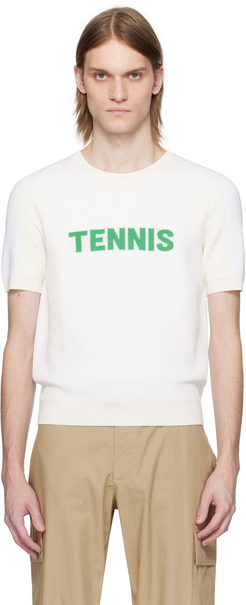 Džemper Lacoste Lacoste Runway Graphic Knit T-Shirt Bijela | AH6765