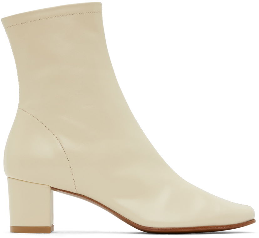 Tenisice i cipele BY FAR BY FAR Sofia Leather Block Heel Ankle Boots Bež | 16603-05-SWHTL