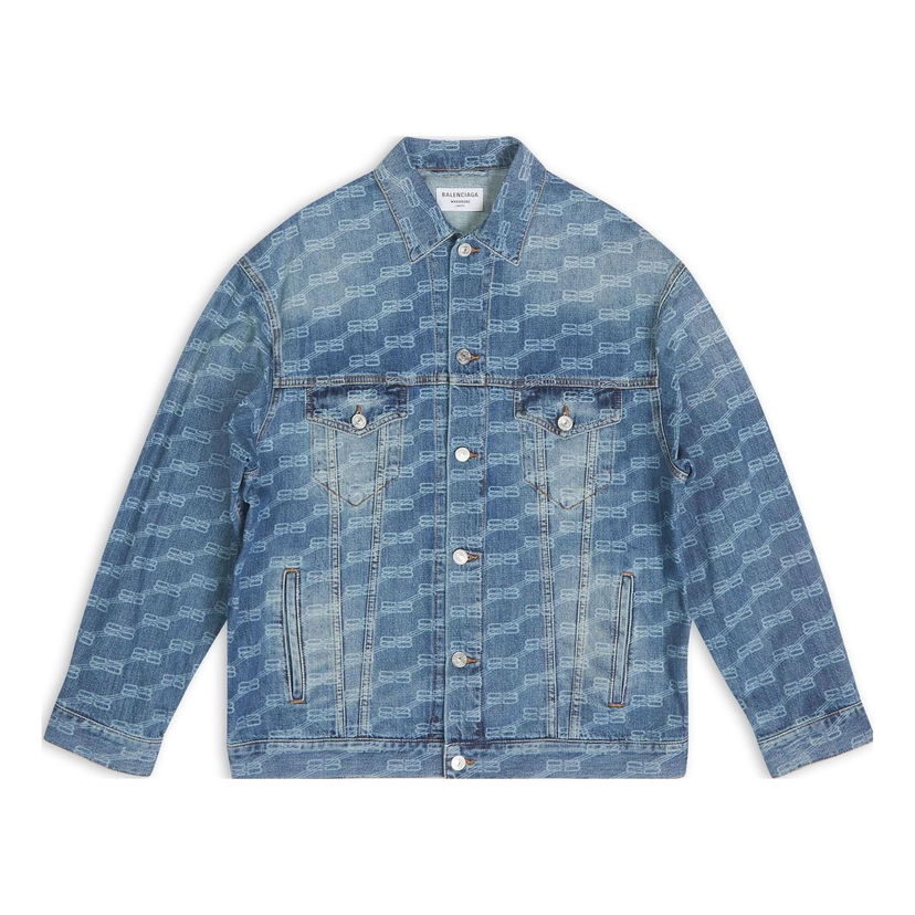 Jakna Balenciaga Monogram Large Fit Denim Jacket Plava | 675208TMW370443
