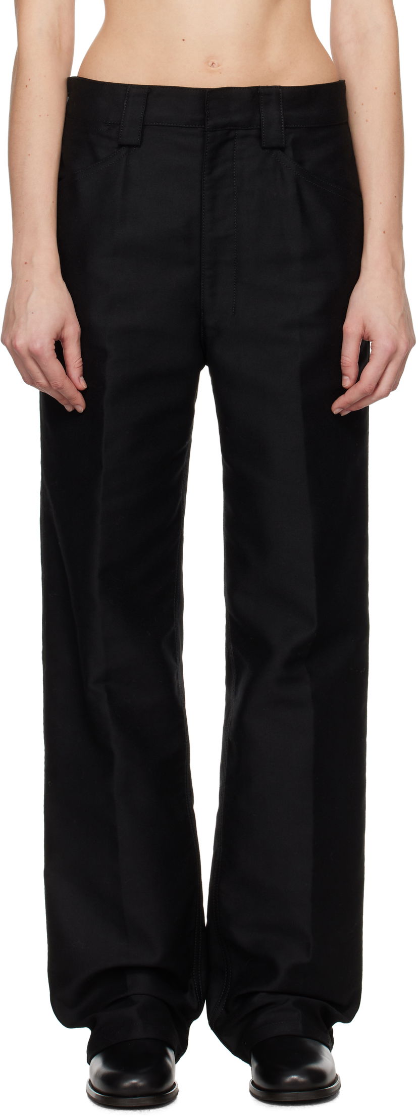 Hlače LEMAIRE Lemaire Straight Trousers Crna | PA1119 LF1300