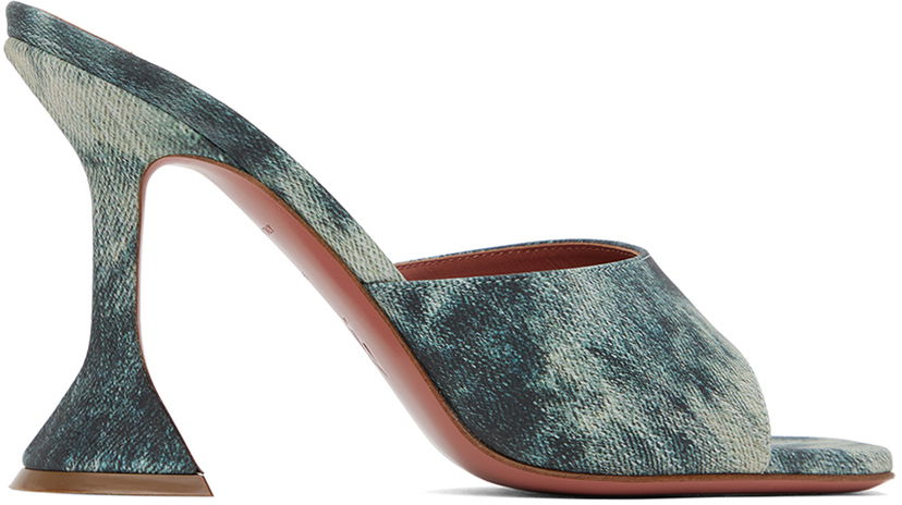 Dodaci Amina Muaddi Amina Muaddi Lupita Slipper Heeled Sandals Plava | LUPITA SLIPPER CL PRINTED SUEDE