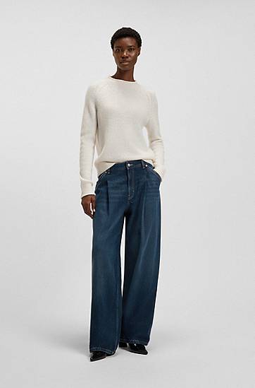 Jeans BOSS Wide-leg jeans with front pleats Plava | 50548420, 1