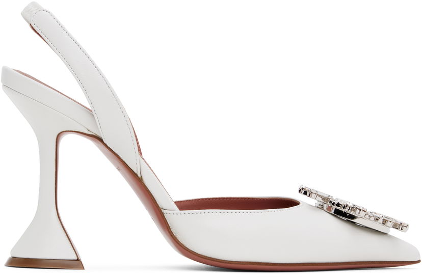 Tenisice i cipele Amina Muaddi Slingback Crystal Pumps Bijela | BEGUM SLING CL NAPPA