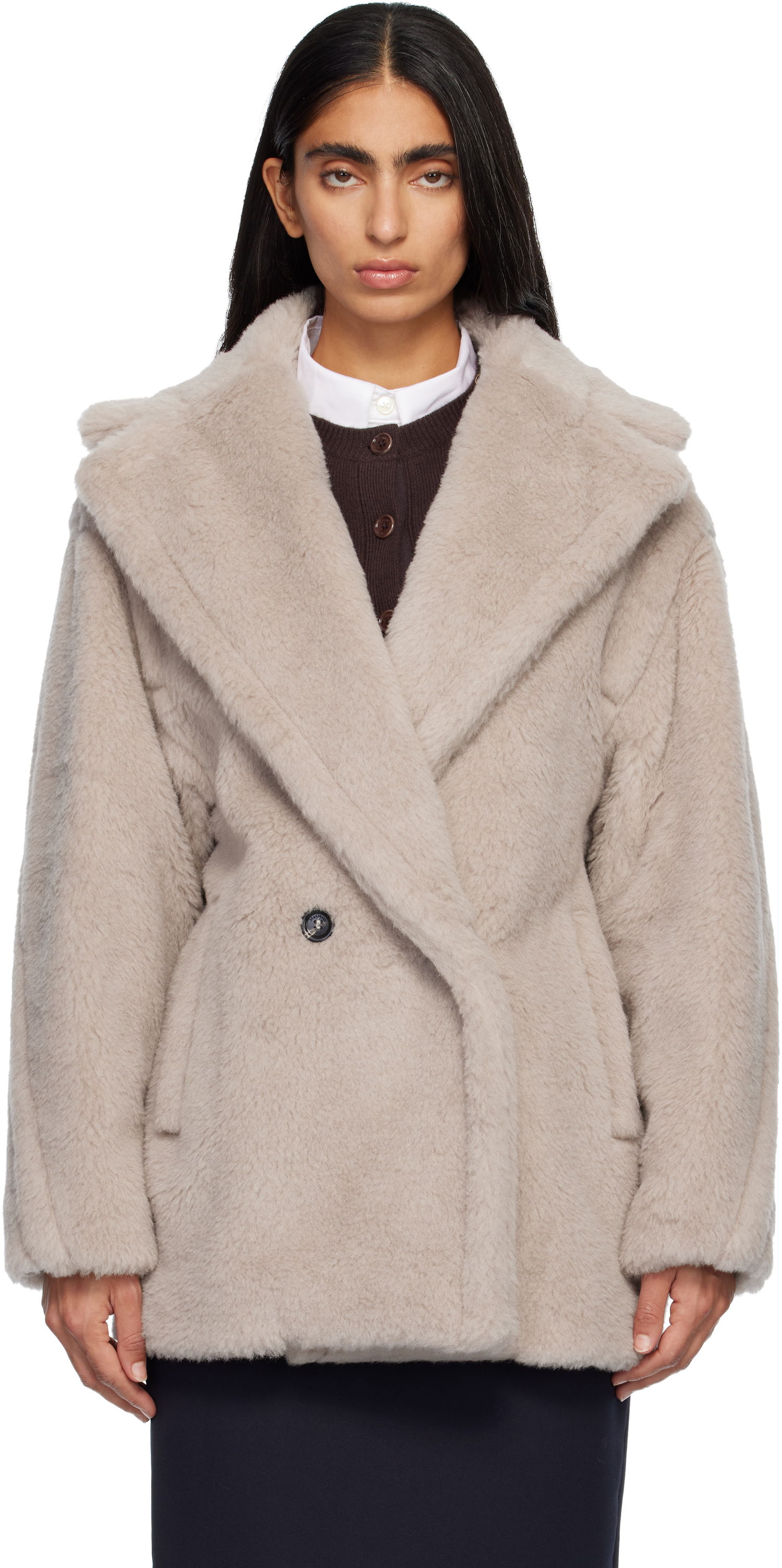 Kaputi Max Mara Olga Plush Double-Breasted Coat Bež | 2521086032600, 0