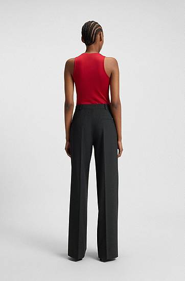 Hlače BOSS Regular-fit Pinstripe Trousers Crna | 50547586, 1