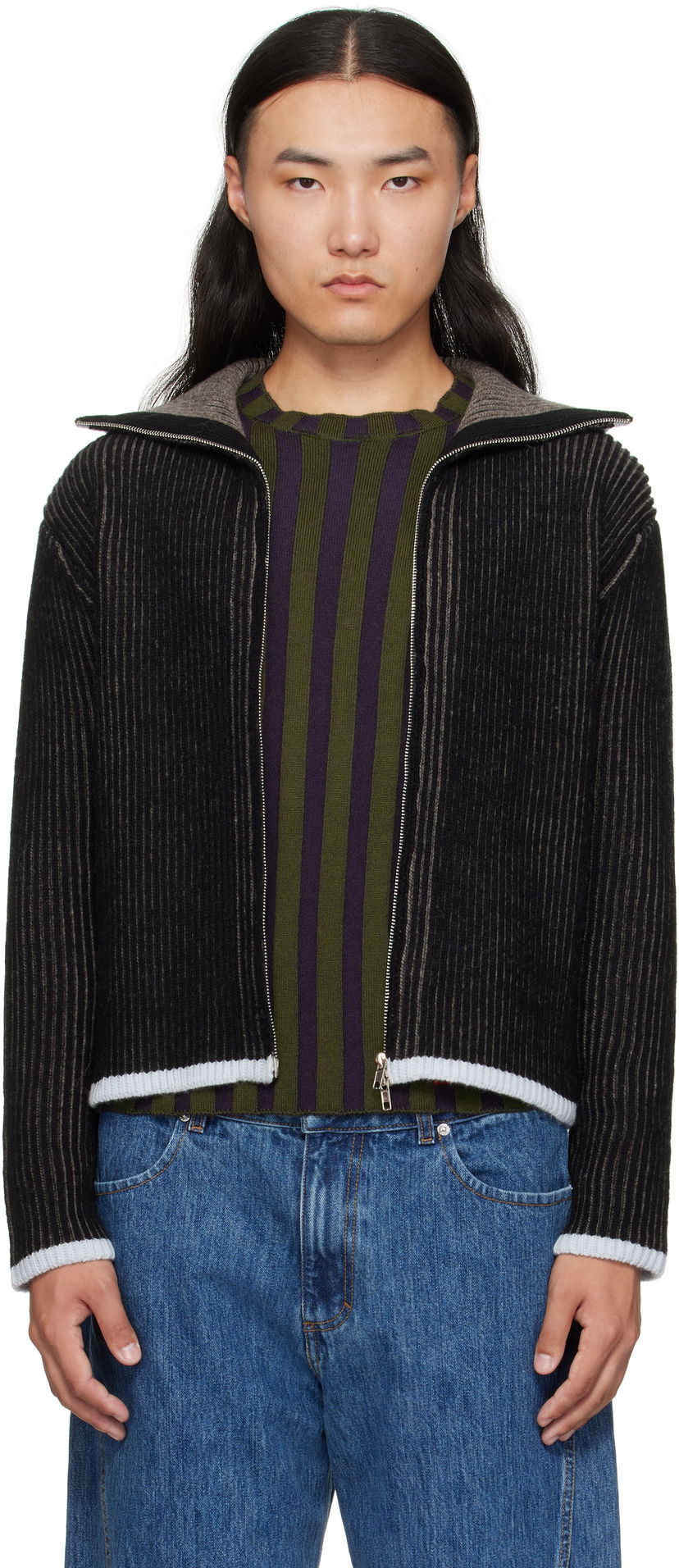 Džemper Eckhaus Latta Eckhaus Latta Huddle Zip Sweater Crna | 8267-EL-PF25-B