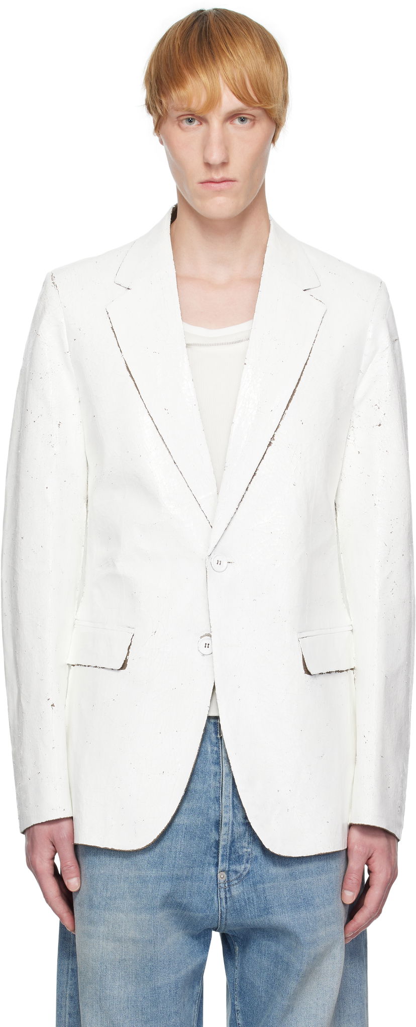 Jakna Maison Margiela MM6 Maison Margiela Painted Blazer Bijela | SH2BN0010 M35437
