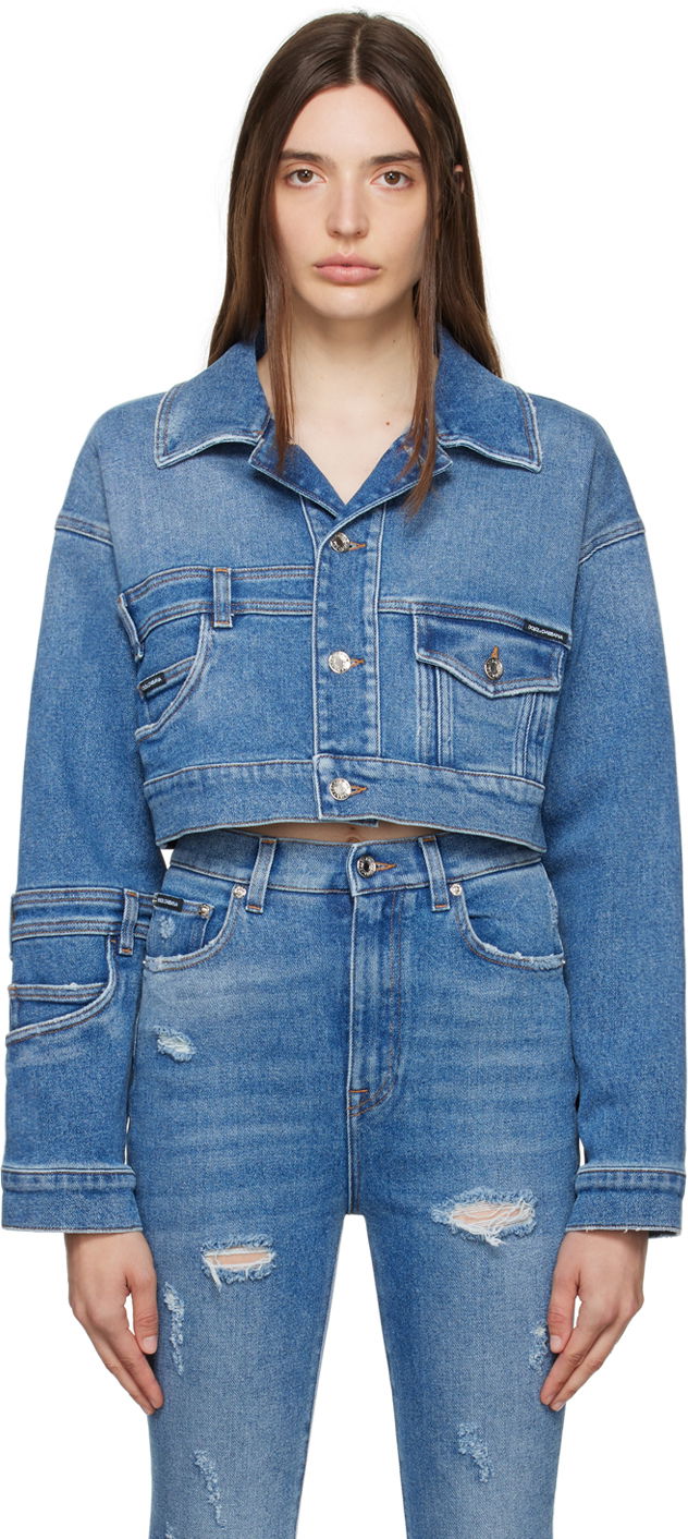 Jakna Dolce & Gabbana Blue Patchwork Denim Jacket Plava | F9P86D G8HP1