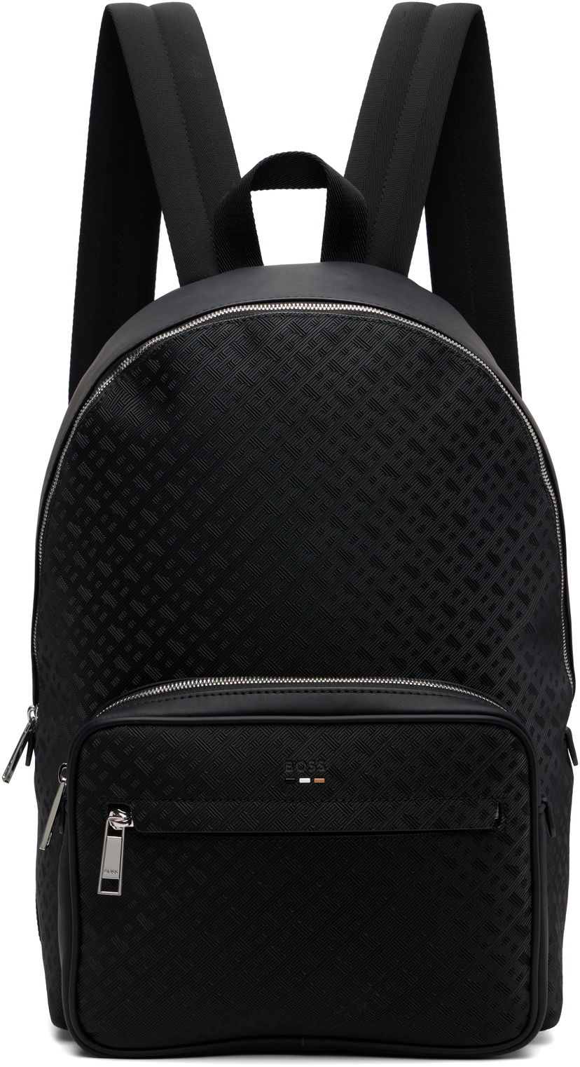 Ruksak BOSS Black Check Faux-Leather Backpack Crna | 50548062