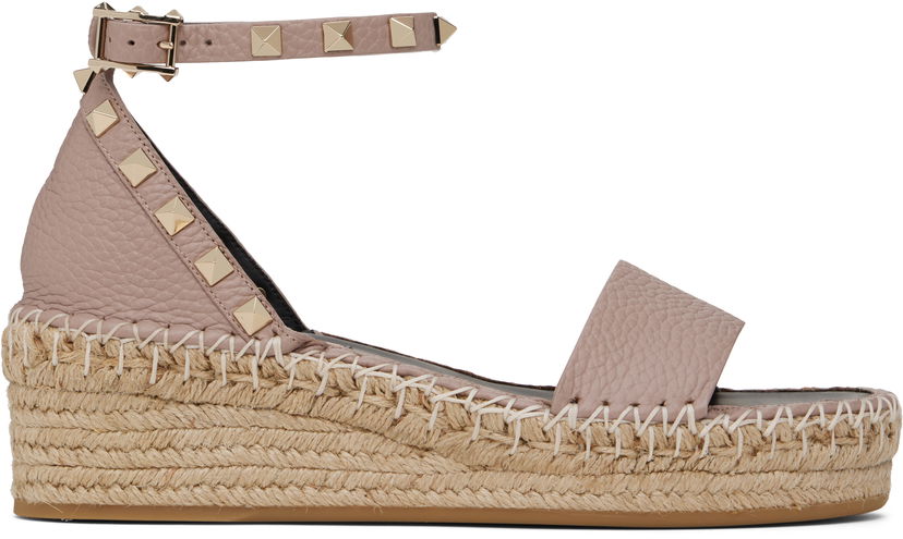Njega cipela Valentino Valentino Garavani Double Rockstud Espadrille Wedge Sandals Ružičasta | 6W2S0HB1VTO
