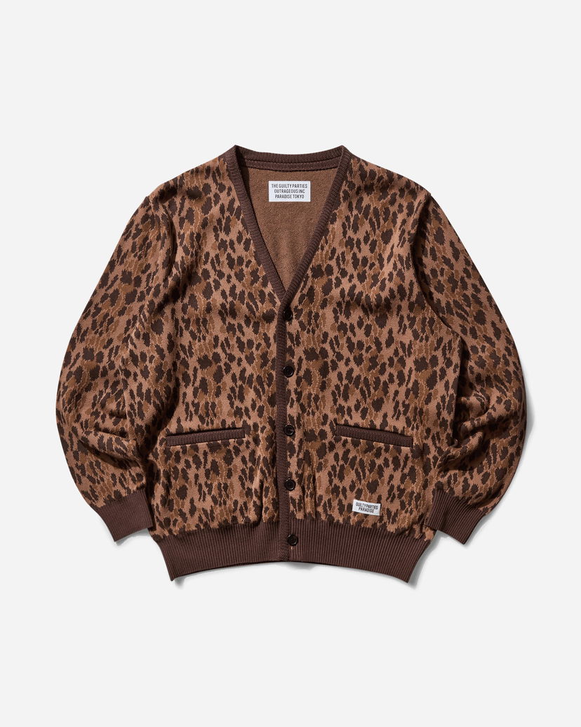 Džemper WACKO MARIA Leopard Jacquard Cardigan Type-2 Smeđa | 25SSE-WMK-KN06 BROWN