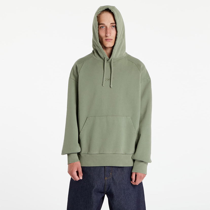 Dukserice Reebok Uniform Bi-Material Hooded Forest Green Zelena | RMBB006C99FLE0015200