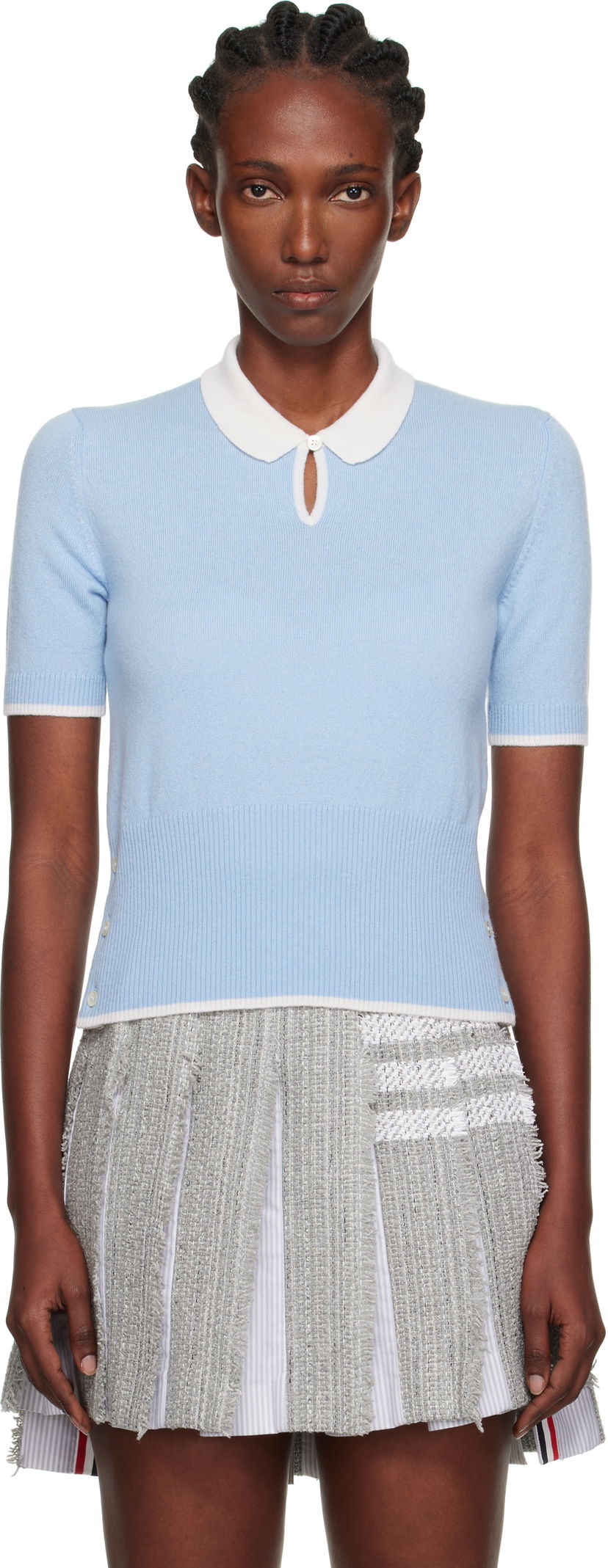 Polo majica Thom Browne Thom Browne Stitch Cashmere Polo Plava | FKP122A-Y2001