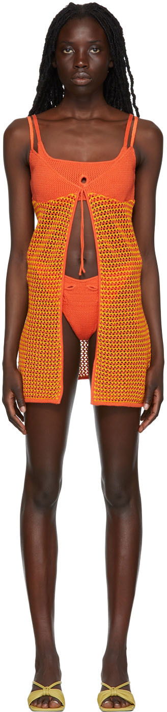 Kupaći kostimi GUIZIO Guizio Crochet Camisole Mini Dress Narančasta | TCC 1