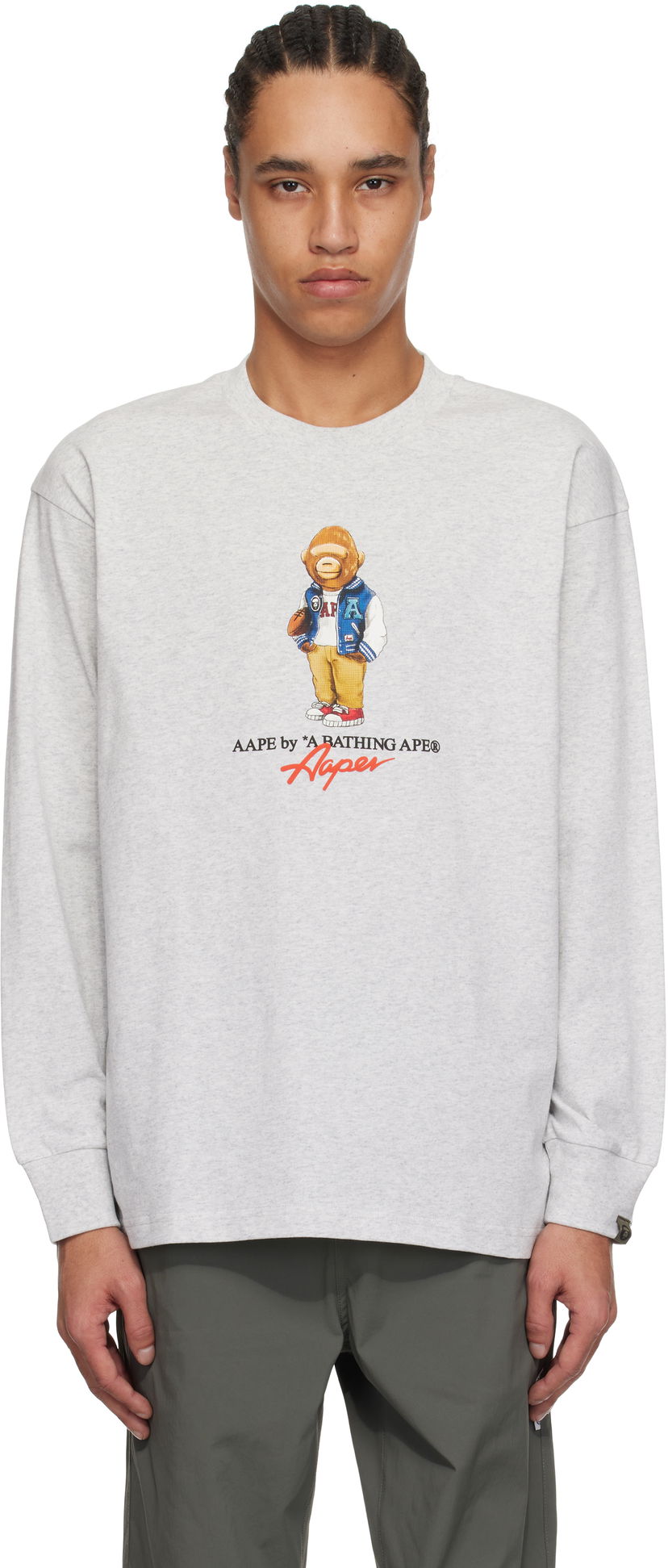 Majica kratkih rukava AAPE by A Bathing Ape AAPE by A Bathing Ape 'AAPE Theme AAPER' Long Sleeve T-Shirt Siva | AAPLTM1610XXNWH2