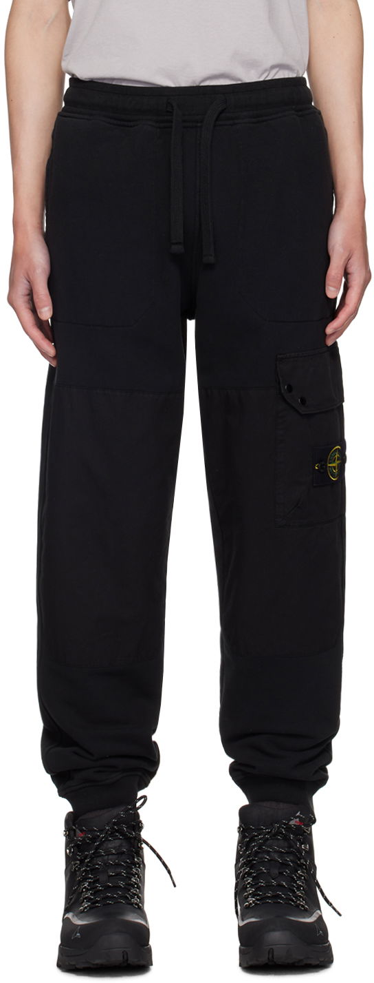 Trenirka Stone Island Black Double Knee Sweatpants Crna | 811564020