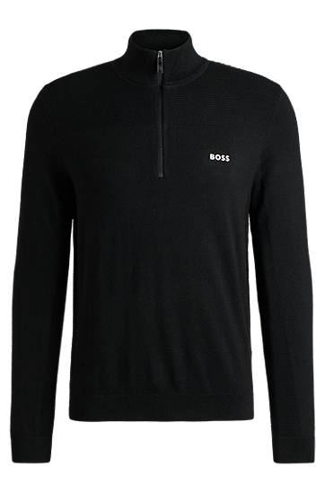 Džemper BOSS BOSS Zip-Neck Sweater Crna | 50498560