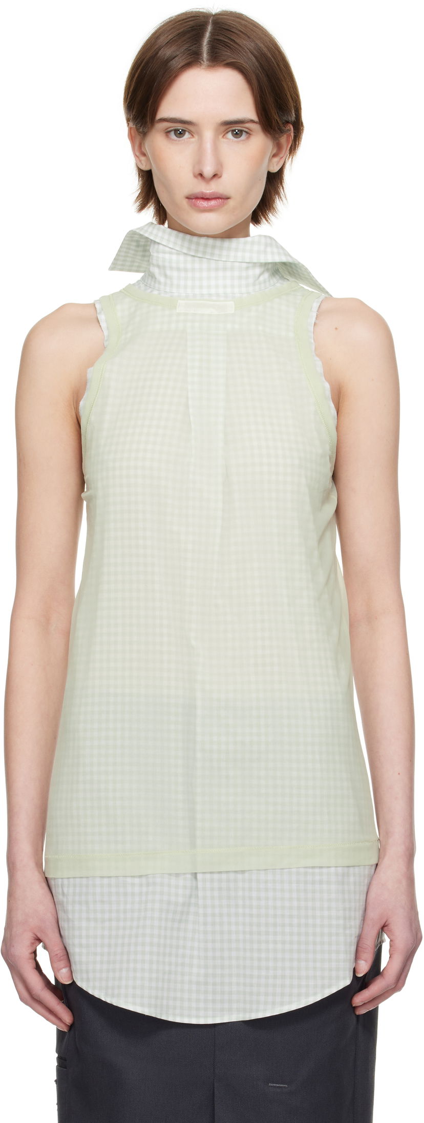 Majica bez rukava Maison Margiela Maison Margiela Back To Front Check Sleeveless Top Zelena | S51NL0046 MTJ024