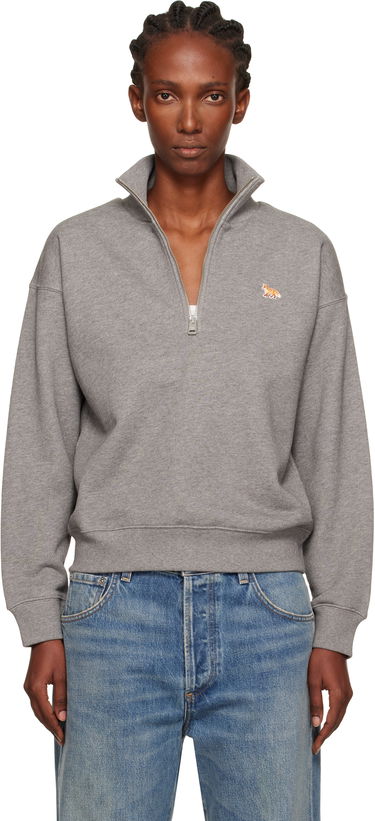 Dukserice MAISON KITSUNÉ Maison Kitsuné Half Zip Baby Fox Patch Sweatshirt Siva | PW00308KM0341, 0