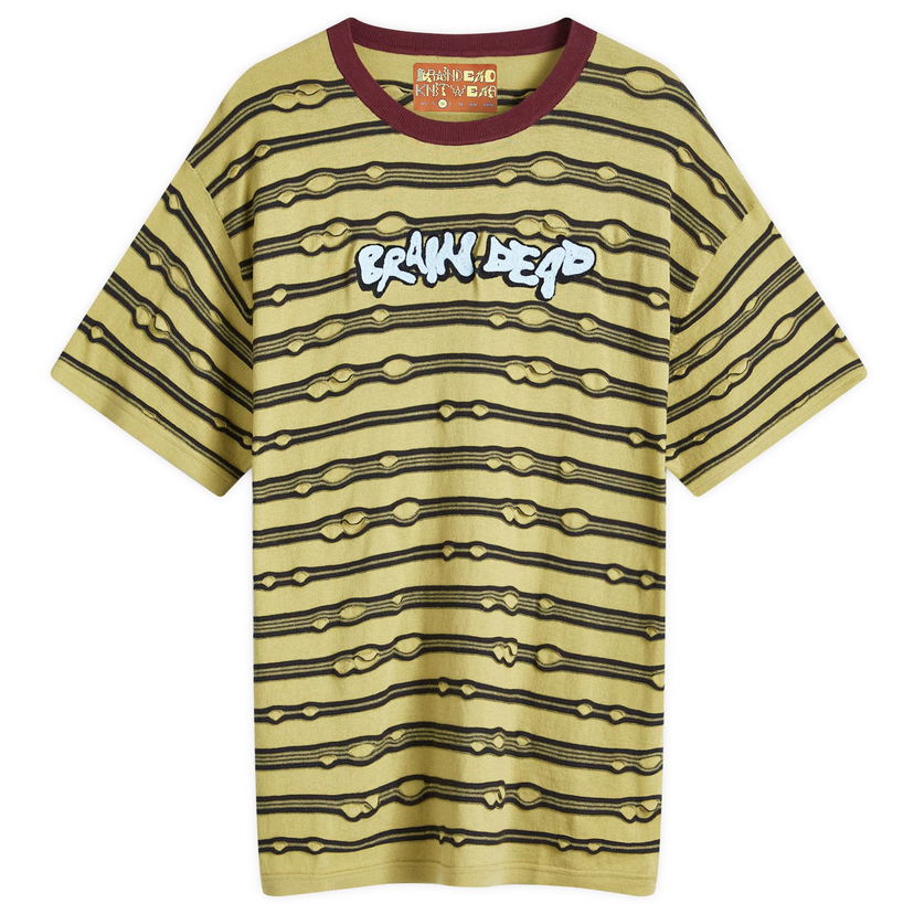 Majica kratkih rukava Brain Dead Embroidered Puckered Stripe T-Shirt Zelena | F24T06004038-LIME