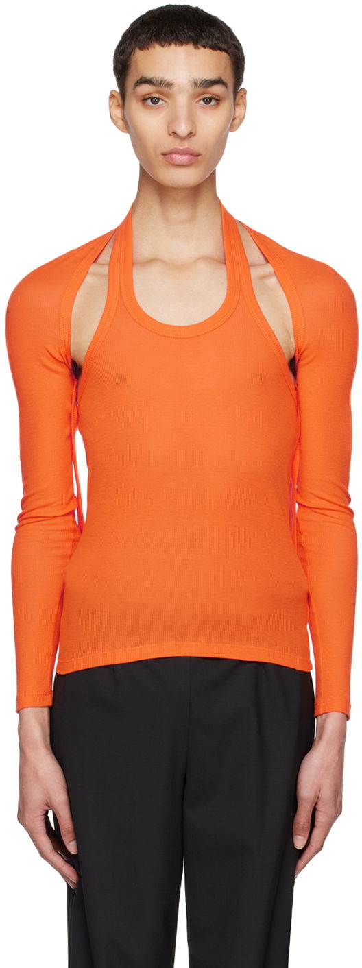 Majica bez rukava Dion Lee Modular Halter Long Sleeve T-Shirt Narančasta | C3103R23