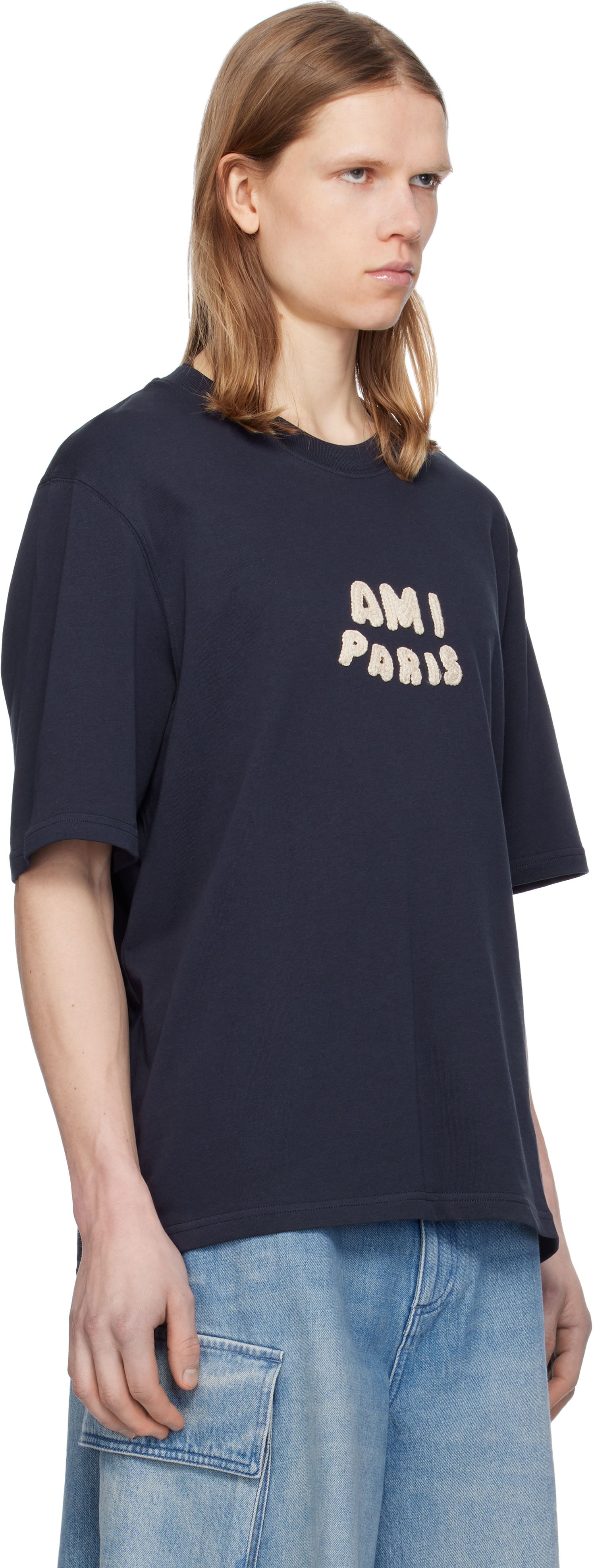 Majica kratkih rukava AMI AMI Paris Cotton Patch T-Shirt Tamnoplava | UTS075.726, 1