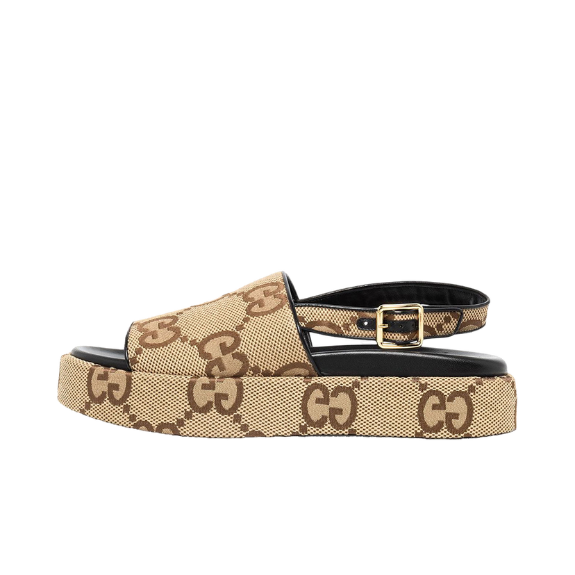 Tenisice i cipele Gucci Angelina Supreme Platform 30mm Sandal Camel Canvas Bež | 695078 UK0D0