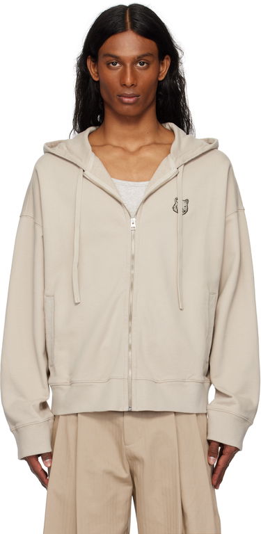 Dukserice MAISON KITSUNÉ Maison Kitsuné Bold Fox Head Patch Oversize Fullzip Hoodie Bež | OM02138KM0001, 0