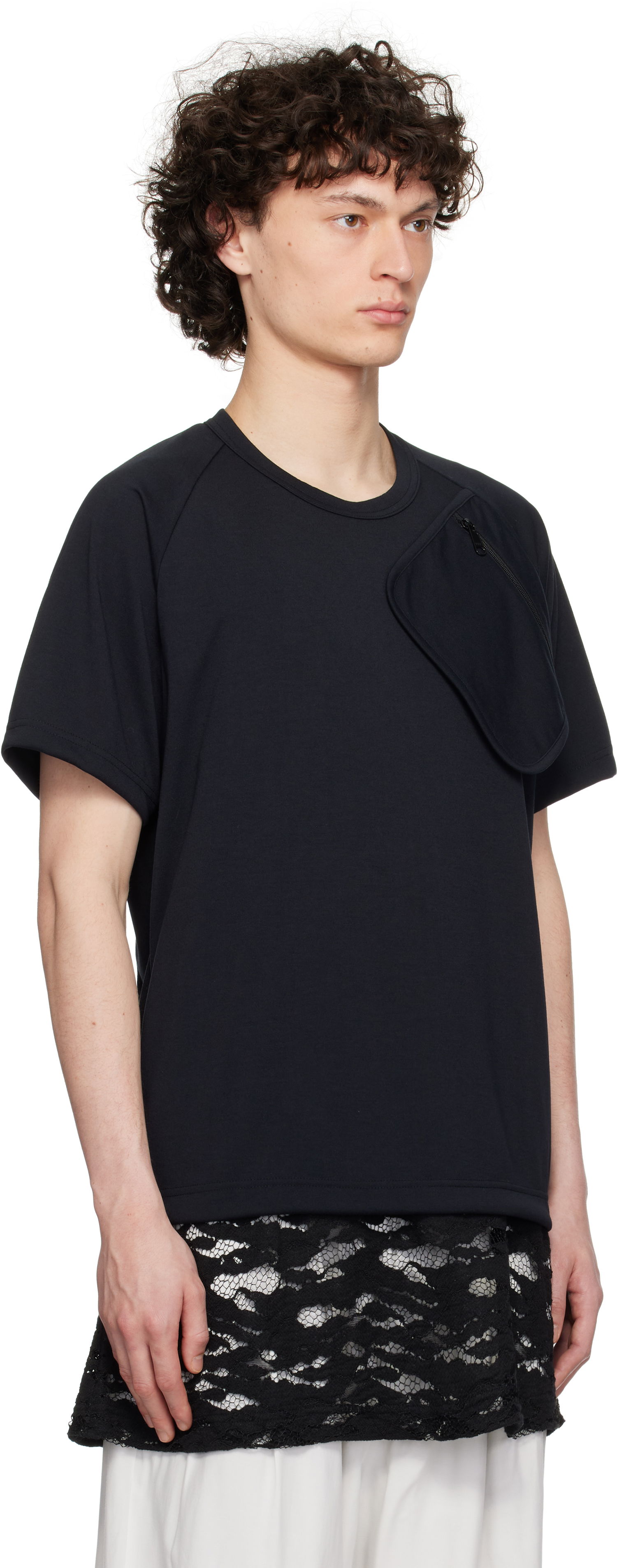 Majica kratkih rukava Comme des Garçons Comme des Garçons Homme Plus Pocket Jersey T-Shirt with Lace Trim Crna | PO-T017-051, 1