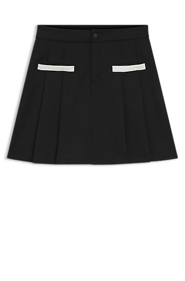 Suknja BOSS Pleated Jersey Skirt with Contrast Trim Crna | 50542759