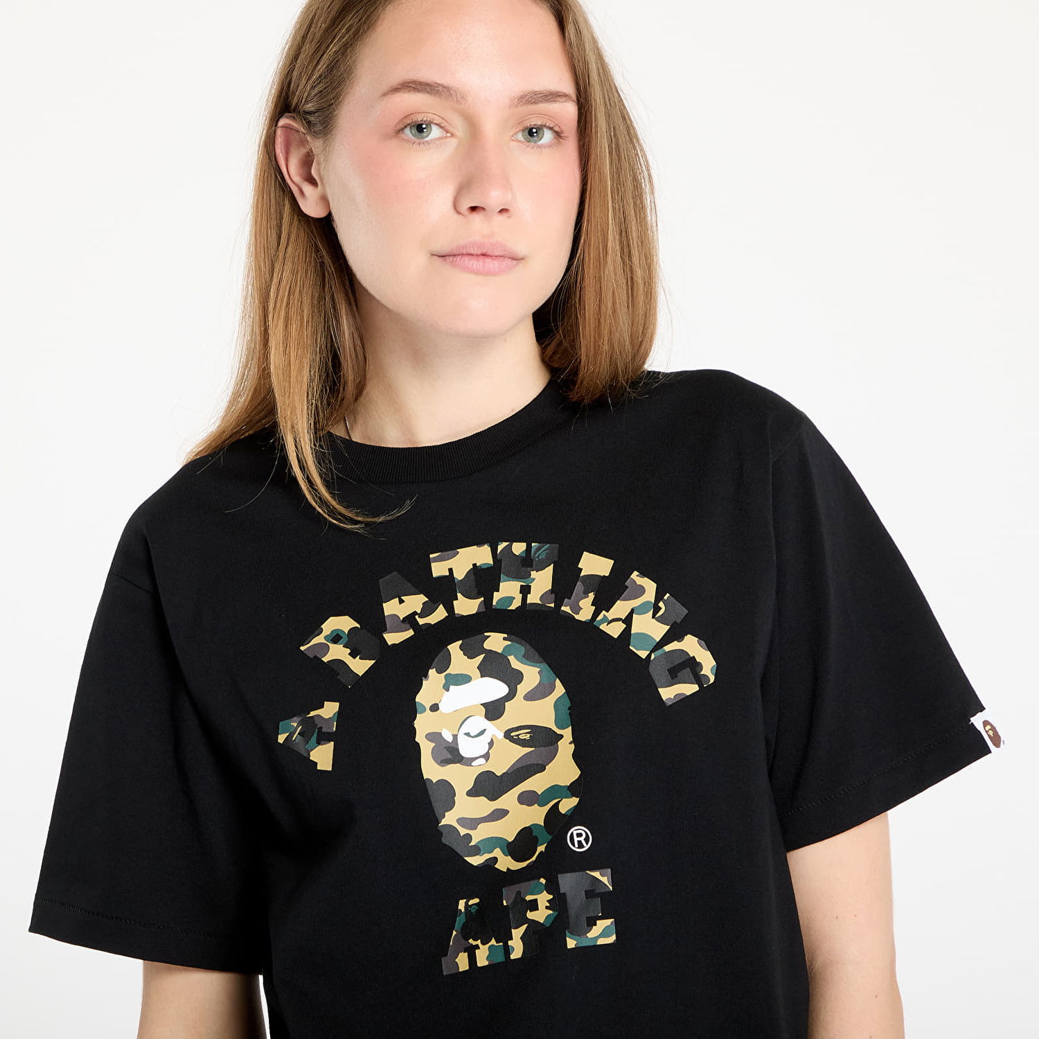 Majica kratkih rukava BAPE A BATHING APE 1st Camo College T-Shirt Crna | 001TEL301012MBKD, 1