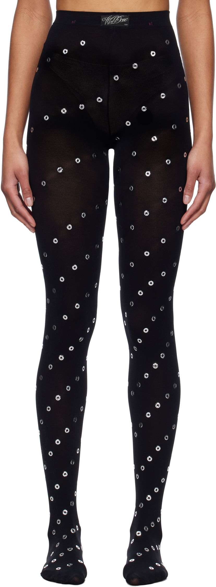 Čarape We11done We11done Eyelet Tights Crna | WD-LE0-25-285-W-BK