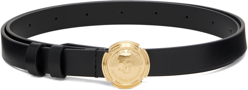 Pojasevi Jean Paul Gaultier Jean Paul Gaultier Leather Belt with Gold Buckle Crna | 25/03-W-AC007-L037-00