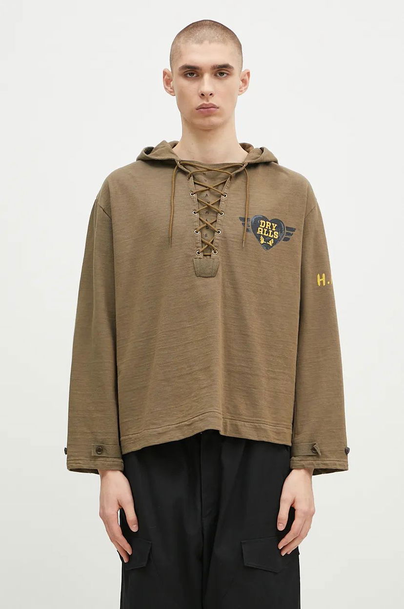 Dukserice Human Made Lace-Up Hooded Pullover Zelena | HM28CS007