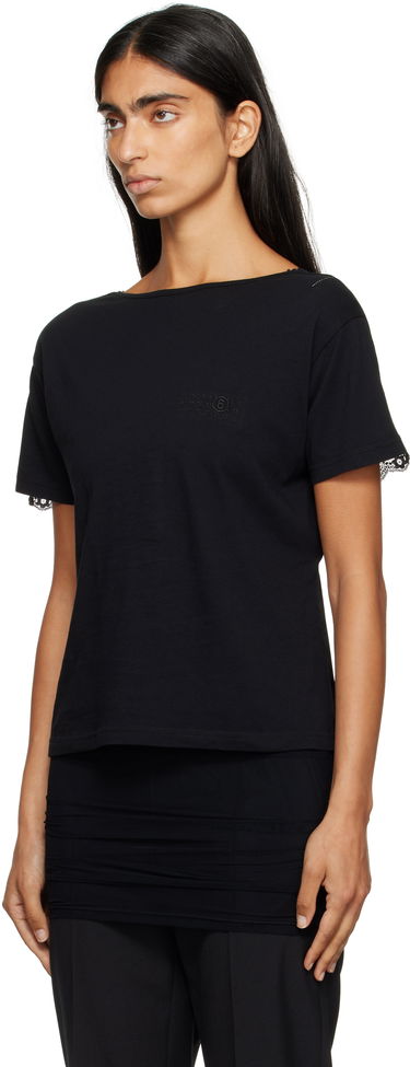 Majica kratkih rukava Maison Margiela MM6 Maison Margiela Jersey & Lace Peplum T-Shirt Crna | S52NC0353 M20048, 3