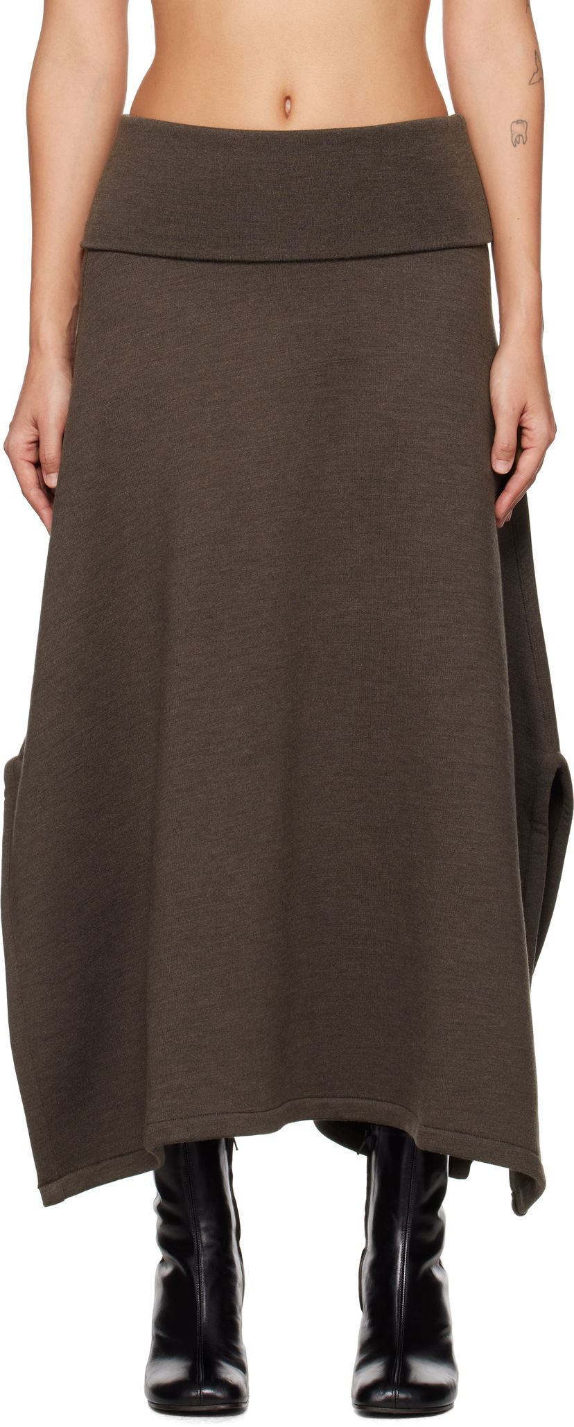 Suknja LEMAIRE Lemaire Vented Midi Skirt Smeđa | SK1038 LJ1020