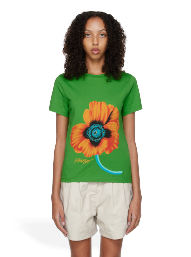 Majica kratkih rukava KENZO Paris Poppy T-Shirt Zelena | FC62TS0134SO