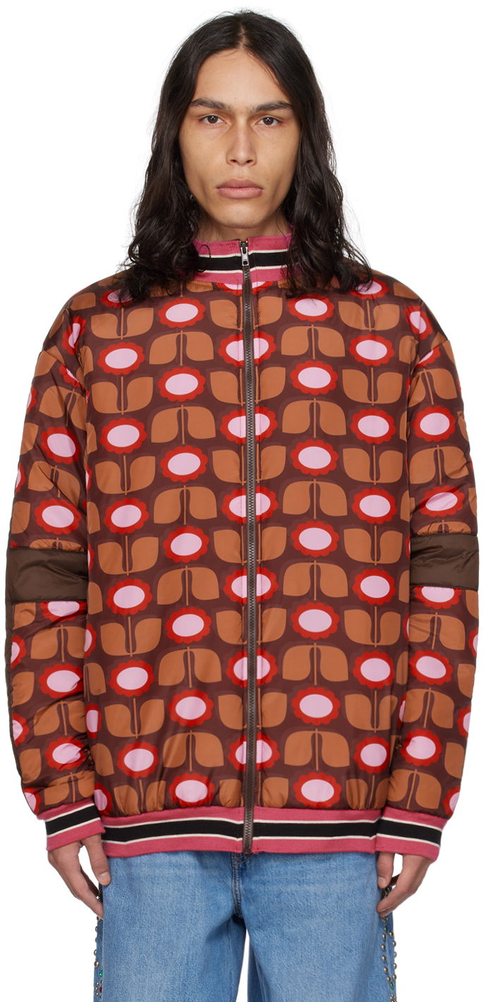 Pernata jakna Anna Sui Exclusive Floral Print Puffer Jacket Smeđa | M723B30