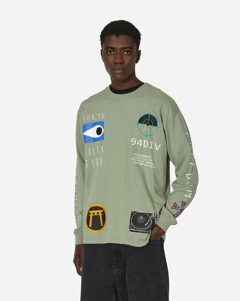 Majica kratkih rukava Neighborhood LS-10 Longsleeve T-Shirt Sage Green Zelena | 241PCNH-LT10 SG