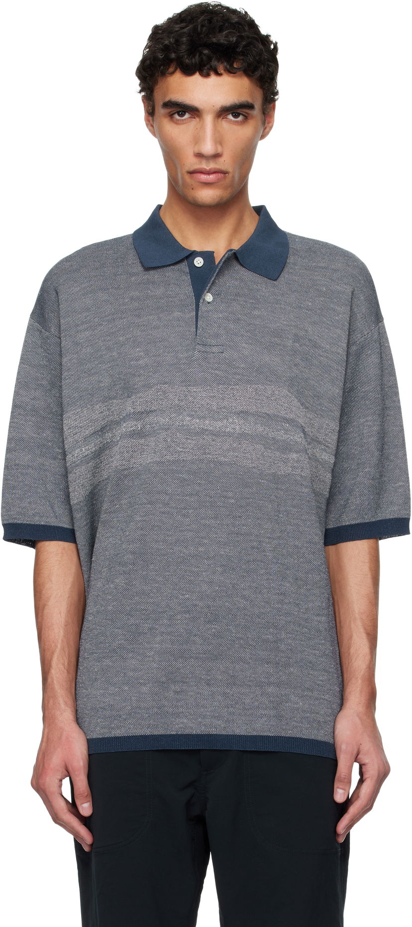Polo majica NANAMICA nanamica Linen Knit Polo Plava | S25SH016U